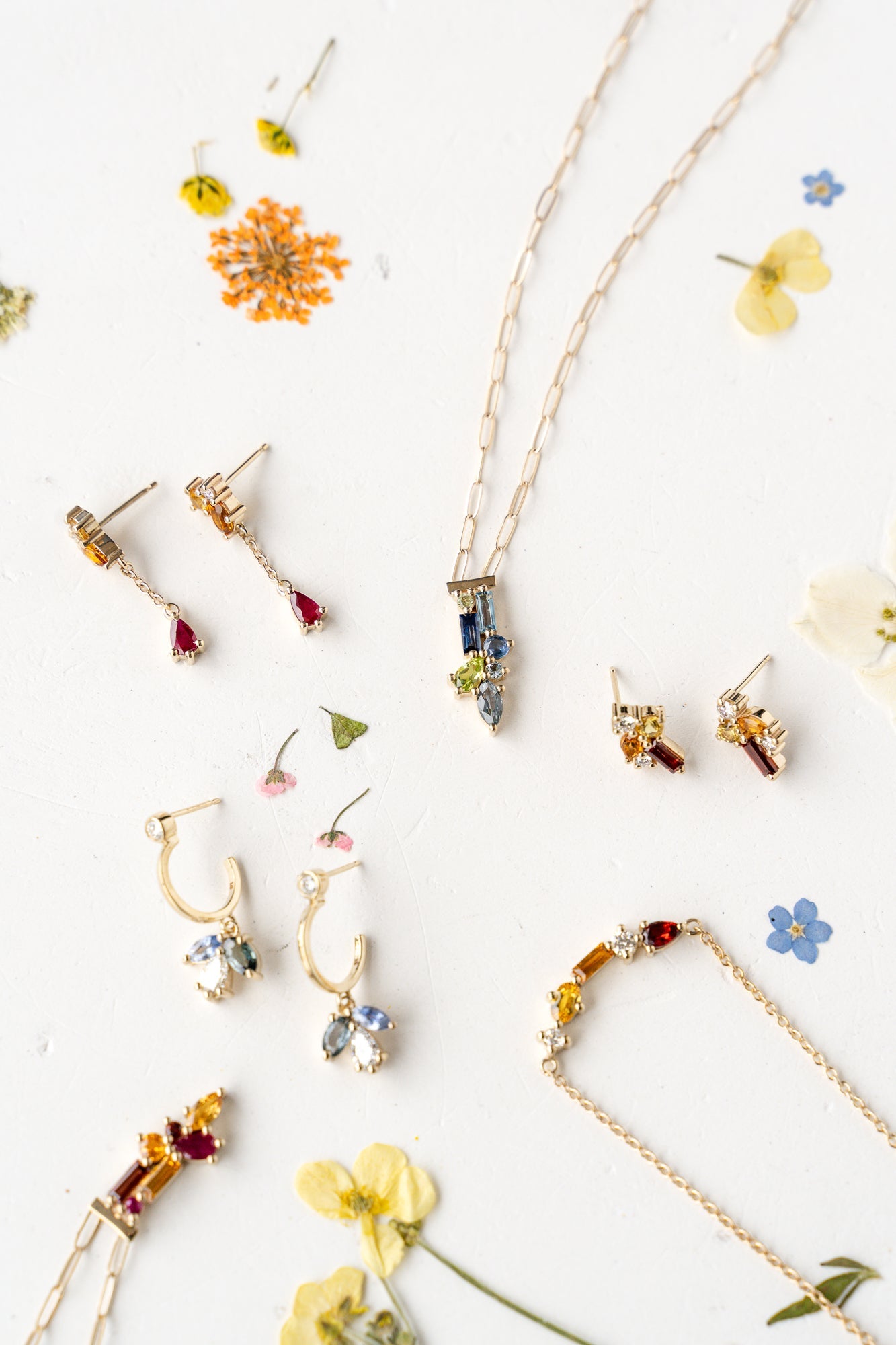A collection of earrings, necklaces inspired by the beauty of inflorescence from The Flora Collection.