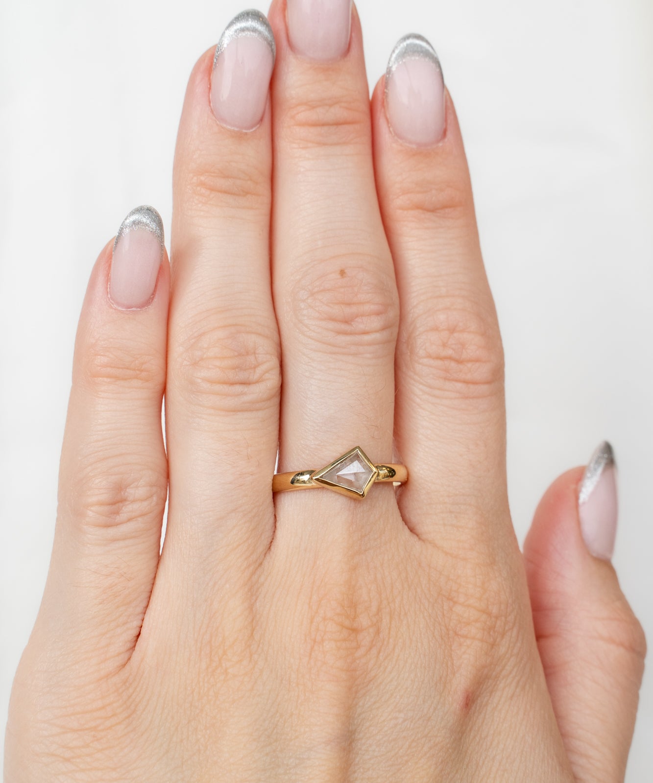 Model wearing Bellatrix Ring with diamond