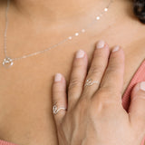 Elegant sterling silver calligraphy ring