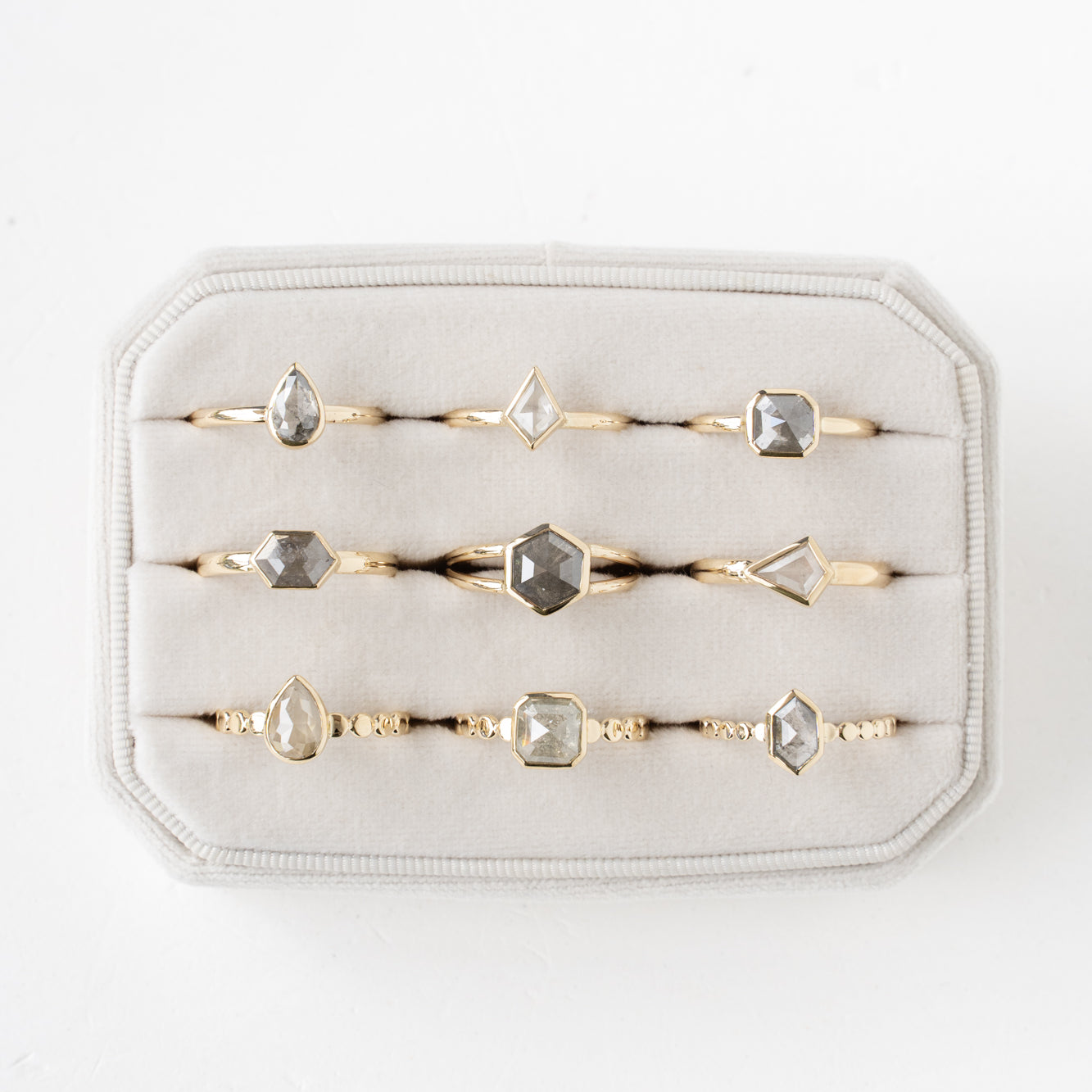 Close-up of delicate gold ring with diamond