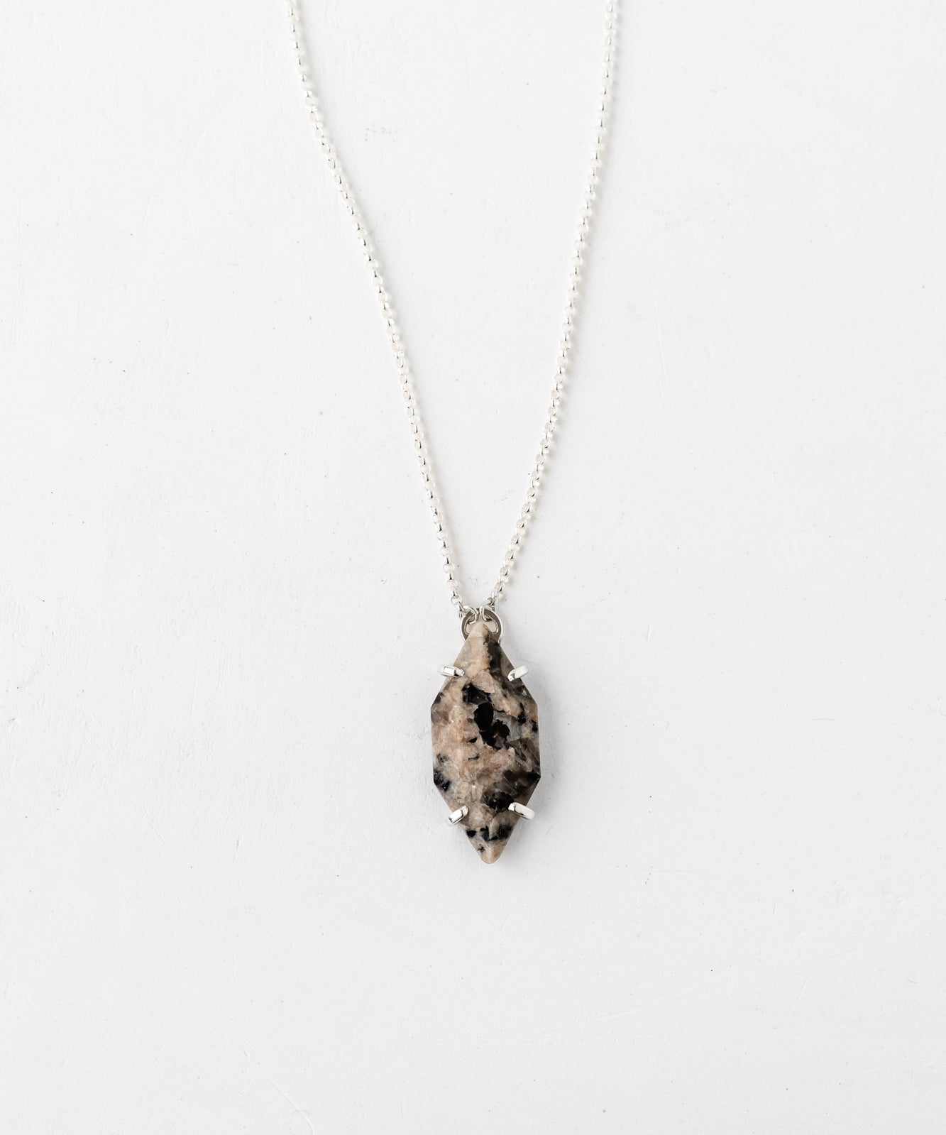 Speckled silver minimalist vertical necklace