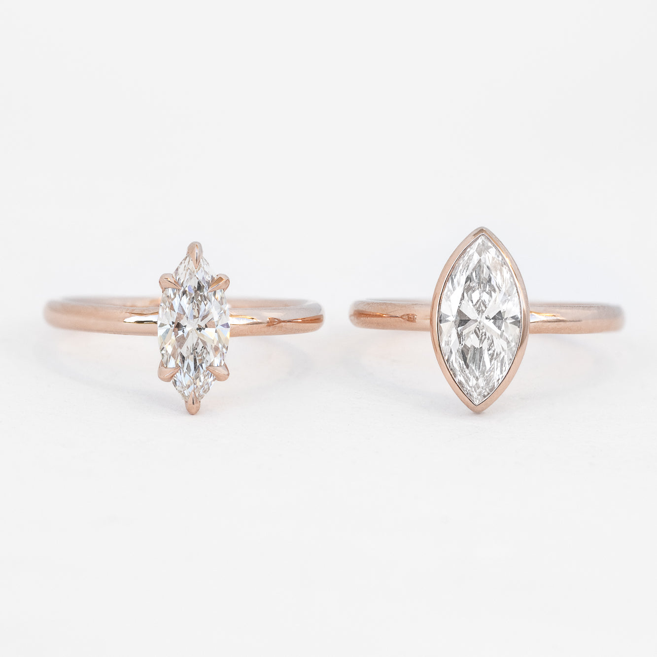 Marquise Aura Venus Rings in rose gold