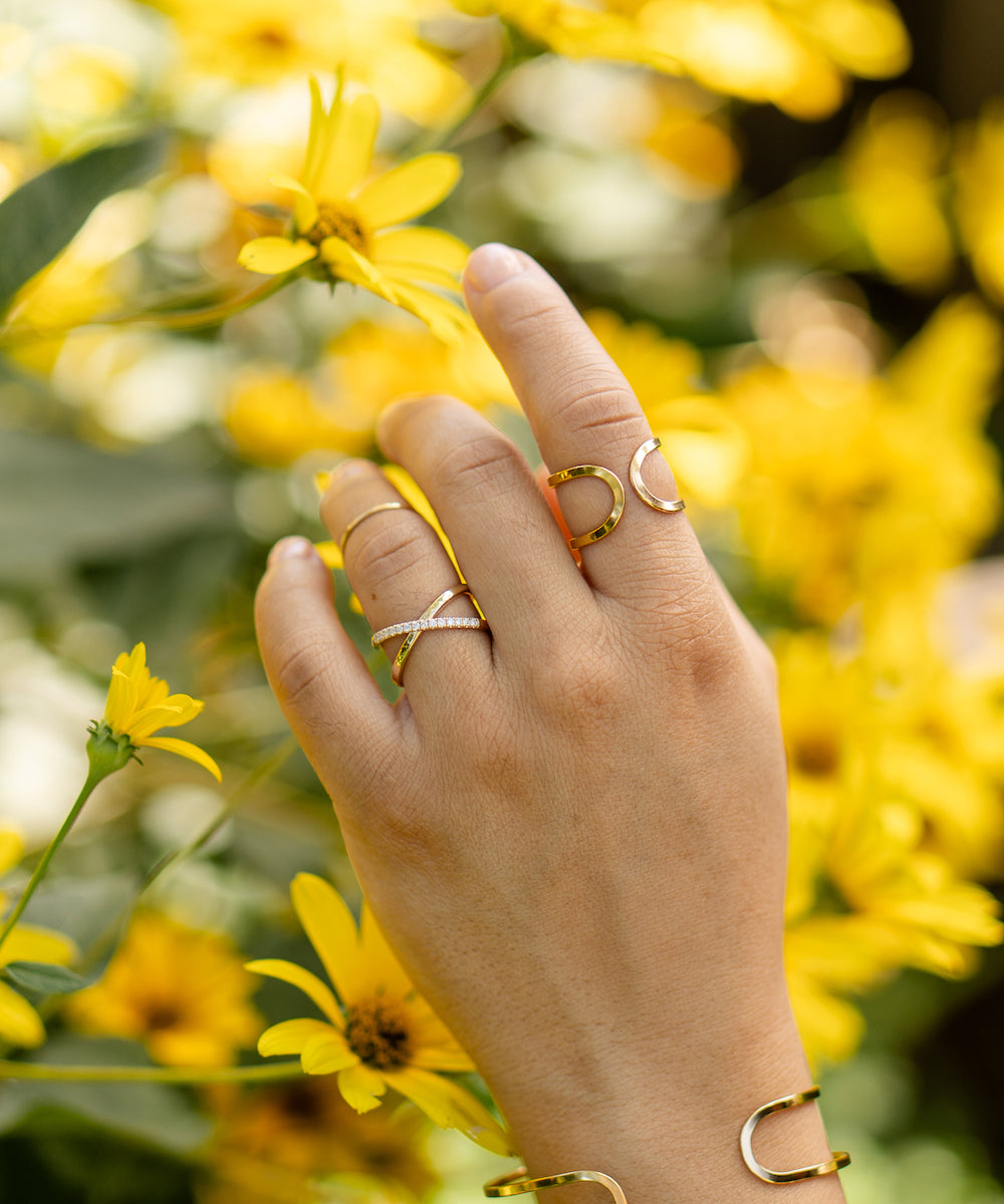 Close-up of elegant pave diamond ring