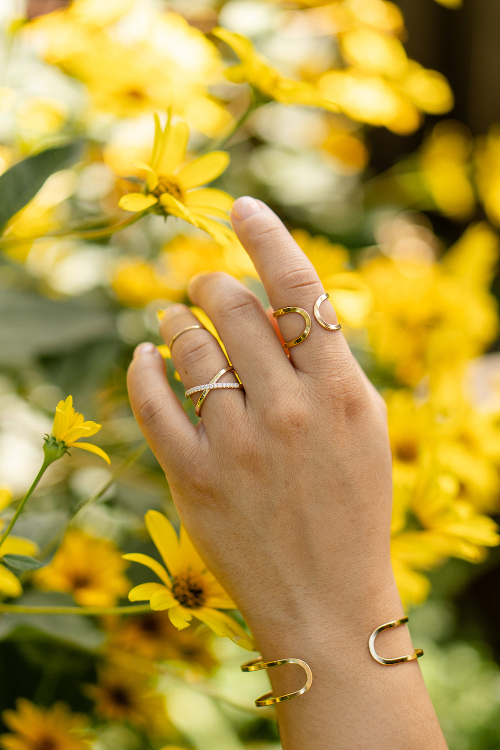 Close-up of elegant pave diamond ring