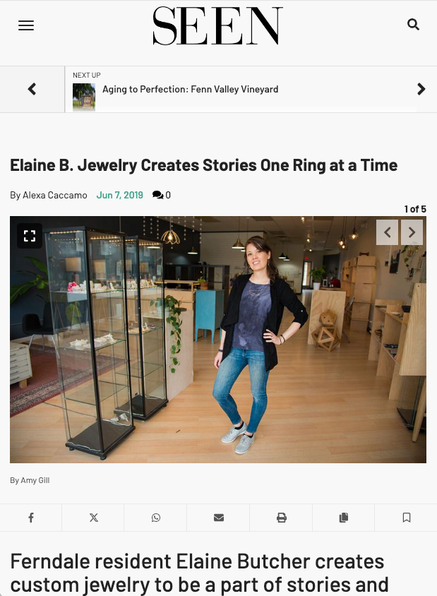 Featured Press Article Seen Magazine: Elaine B. Jewelry Creates Stories One Ring at a Time