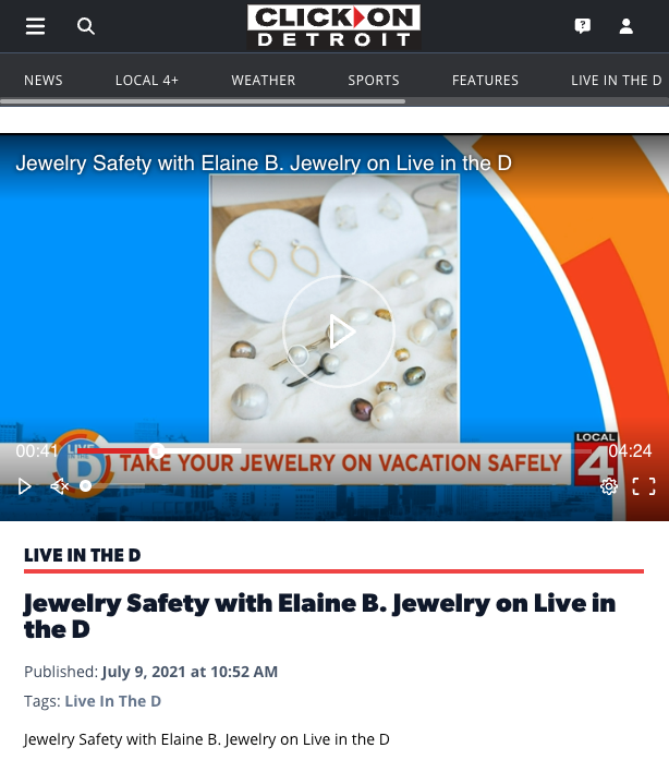 Click On Detroit Featured Press Article Jewelry Safety with Elaine B. Jewelry on Live in the D