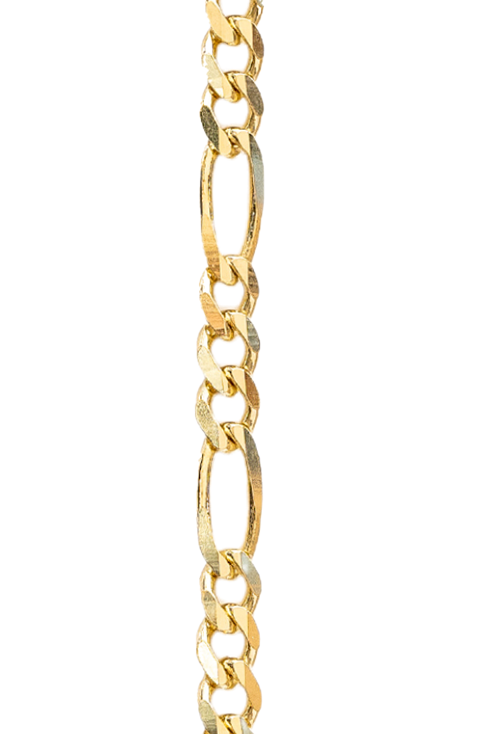 Gold chain with large link, 14k Gold Forever Linked Chain 3mm Figaro in Yellow, elegant and timeless.