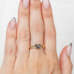 Model showcasing Bellatrix Ring with diamond
