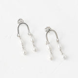 Ellipse Double Pearl Dangle Earrings