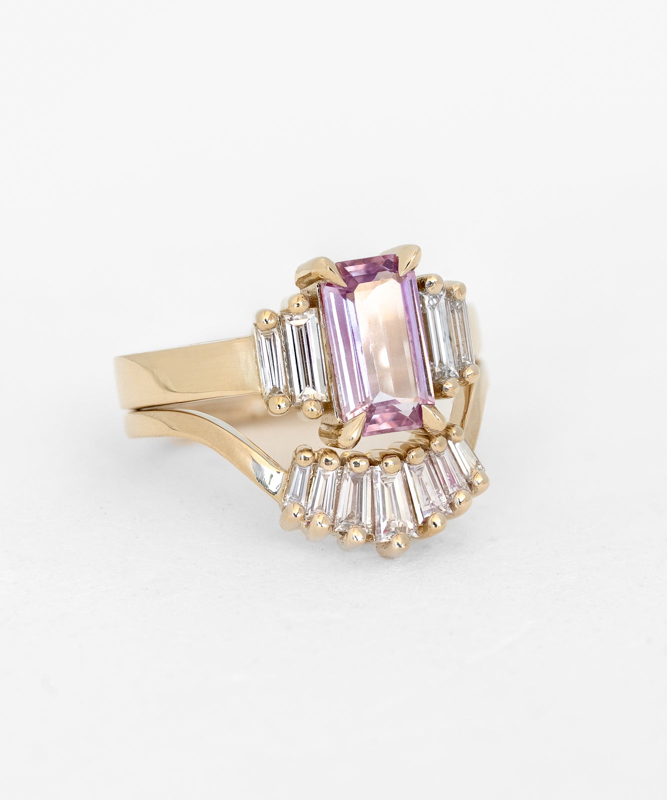 Pleiades Ring Stack with 1.66ct Sapphire