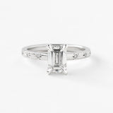 Emerald Venus Ring with Pavé & 1.50ct Lab Diamond