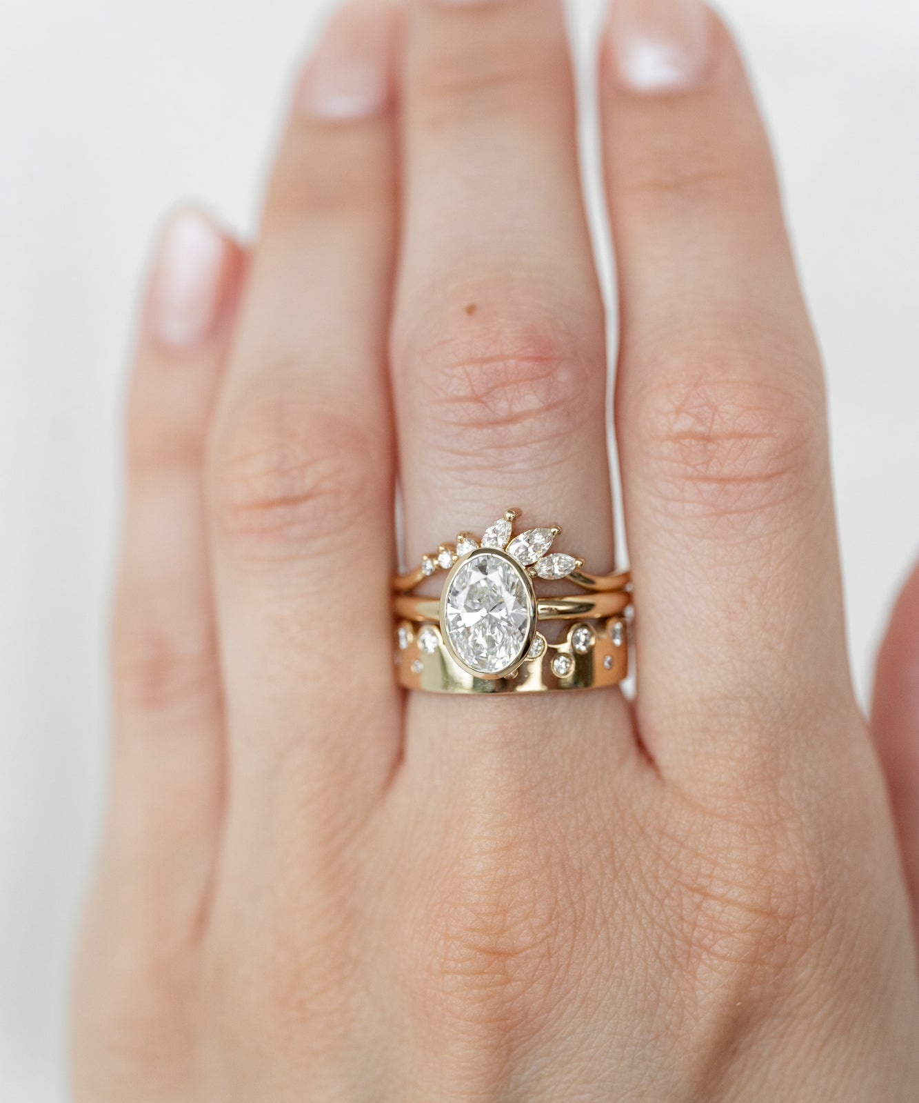 Elegant oval aura rings in various finishes
