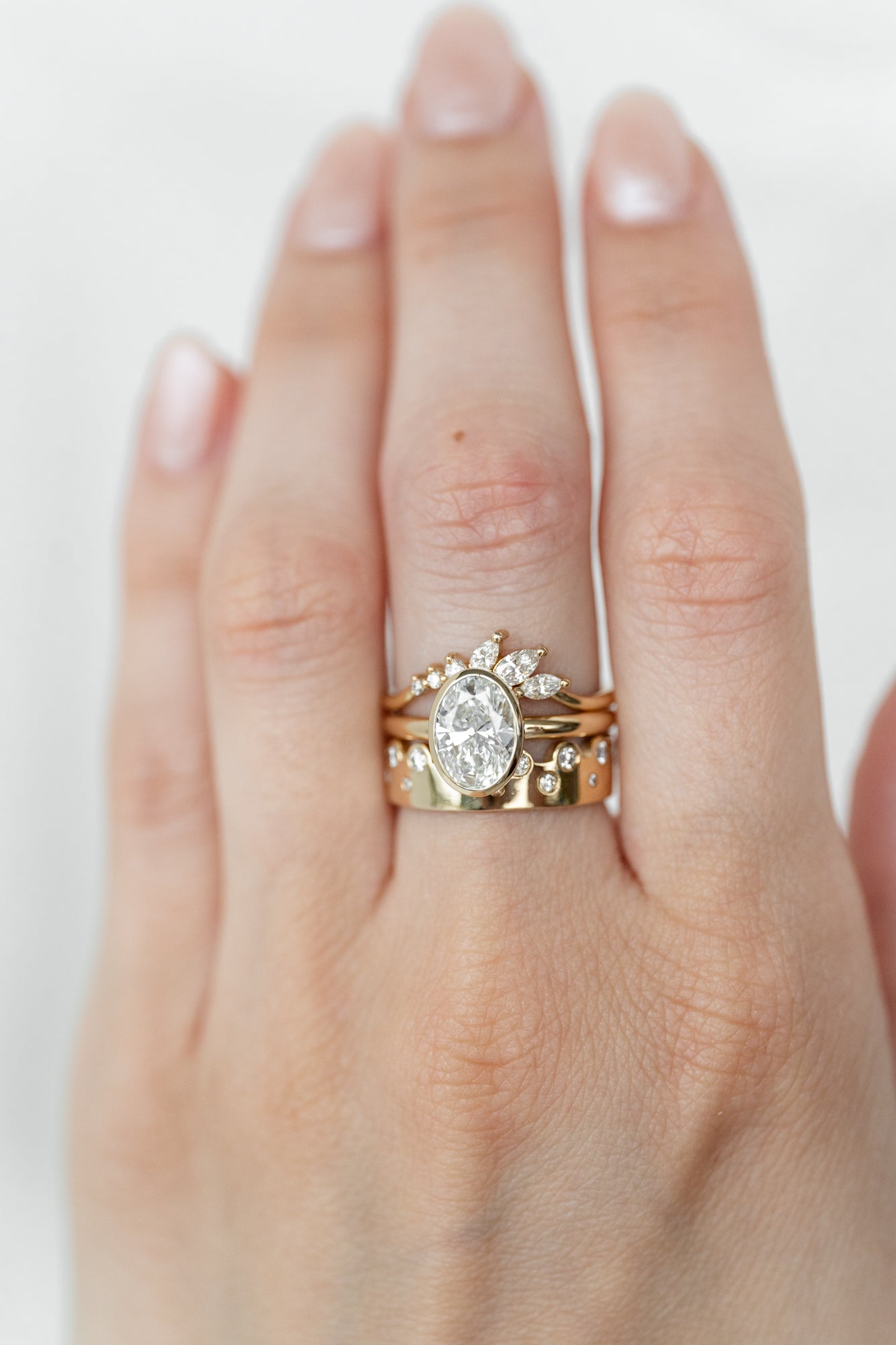 Elegant oval aura rings in various finishes