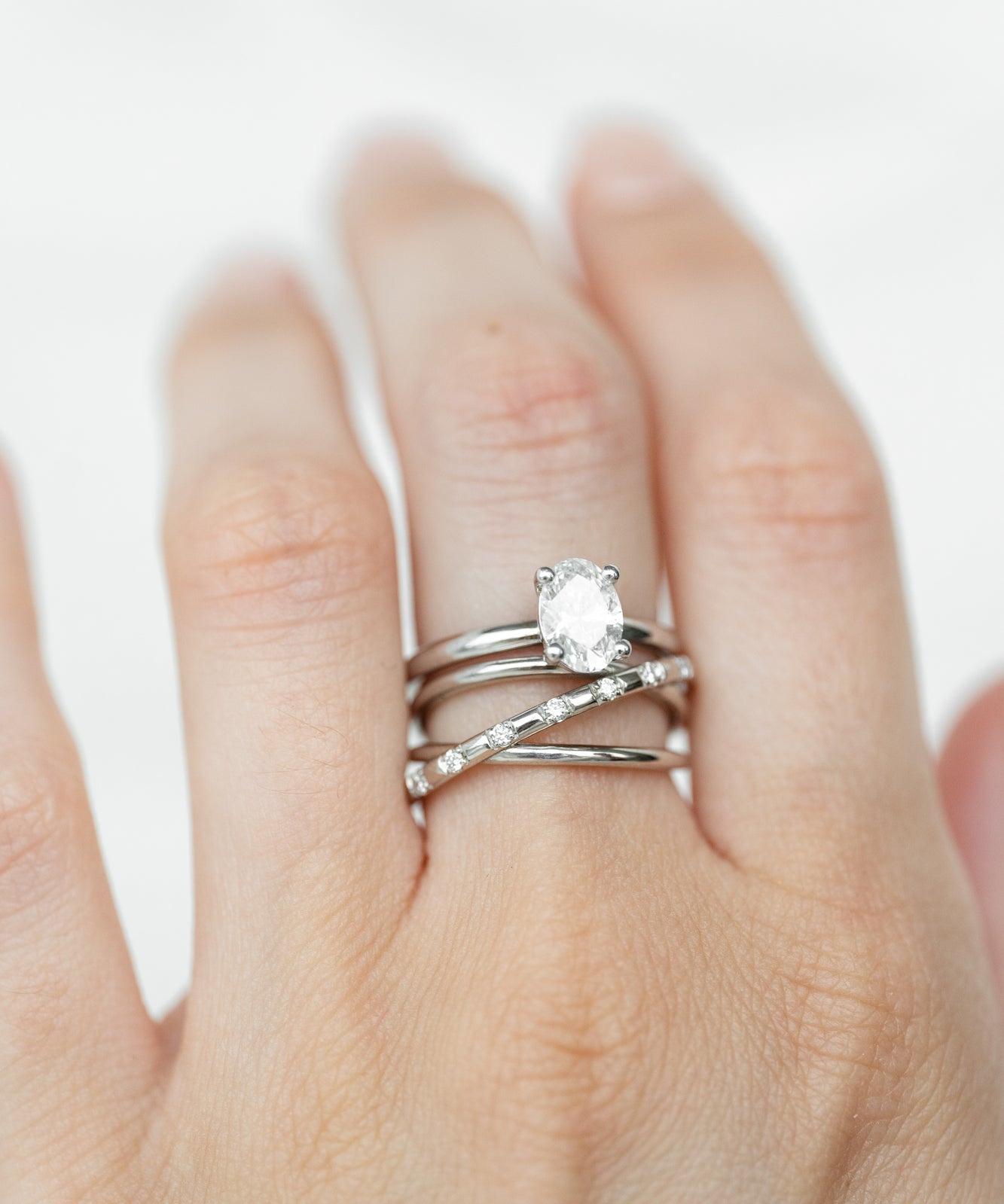 Stacked Oval Venus rings with gemstones