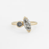 Toi et Moi Ring with 1.11ct Salt and Pepper Diamond