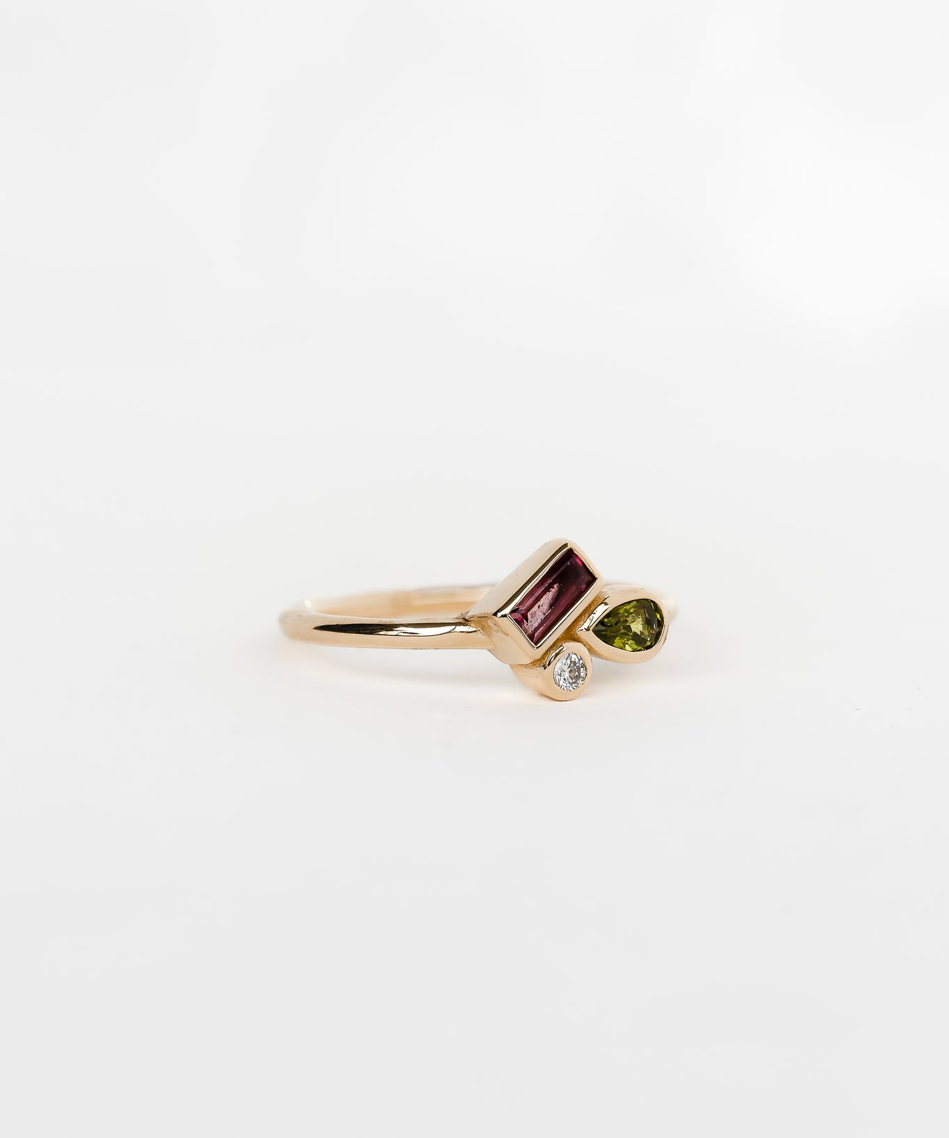 Close-up of intricately designed Gemini ring