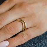 Minimalist Contour Ring with Pavé