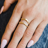 Multifaceted Contour Ring with Stone
