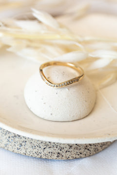 Minimalist Contour Ring with Pavé